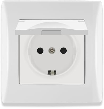BSEED Presa con copertura impermeabile, presa da incasso con morsetto, presa Schuko 1 scomparto con telaio in PC, presa da incasso 16 Amp, contatto di protezione, presa da parete, presa da cucina,