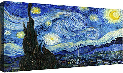 canvashop Quadri Moderni Soggiorno Van Gogh Notte Stellata 140x70 cm | Quadro Su Tela Canvas, Stampe Da Parete,