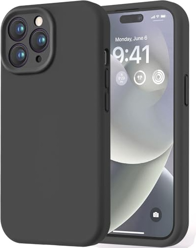 LOVE 3000 Designed for iPhone 14 Pro Case, Premium Silicone with [Soft Anti-Scratch Microfiber Lining] Shockproof Protective Phone Case for Lanyard 6.1, Black