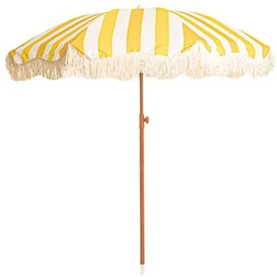 Parasol a franges inclinable，Parasol inclinable parasol de jardin rond，mât démontable ，- style vintage, avec franges polyester haute densité ,anti-UV ， 8 baleines ( Color : A , Size : 200*240cm/6.5*7.