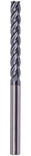 BestParts High Performance Solid Carbide Long End Mill, AlTiN Coated, 4 Flute, 30 Degree Helix, 3/8 Cutting Diameter, 3/8 Shank Diameter, 3 Length of Cut, 6 Overall Length, Square End