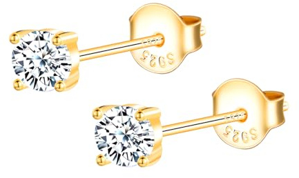 MOOFUN 4MM Zirkonia Ohrstecker Damen Ohrringe Stecker 925 Silber Ohrring Rosegold/Silber/Gold/Schwarz Erstohrstecker Ohrschmuck für Mama Freundin Mädchen Schwester Frauen Geschenk Geburtstagsgeschenk