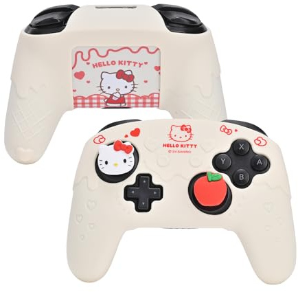 Kuitmor Switch Pro Controller-Skin, süße, weiche Schutzhülle aus Silikon, rutschfeste Schutzhülle für Switch Pro Controller mit 2 Daumengriffkappen und 1 Aufkleber (Weiß)