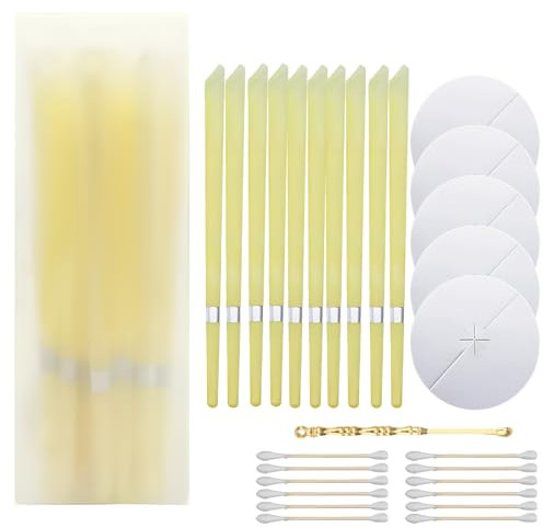 Velas de Oreja Conos cera Oidos Conos de Vela de Cera de Abejas Velas para los Oídos para limpiar cera de oídos, no tóxicas, con discos protectores e hisopos de algodón y cucharas para oídos