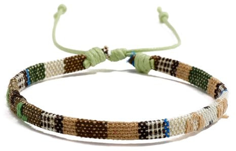 TRIPLE K&S Surfer armband Herren & Damen • 100% Wasserfest & Handmade • Perlen-Armband Boho Stoff-Armband • Hippie Sommer Strand-Schmuck (Beige & Earth Tones)