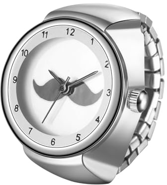 JewelryWe Damen Ringuhr Fingeruhr Analog Blumen Quarzuhr Elastisch Ring Band Uhr Uhrenring Geschenk für Mädchen Silber Gold