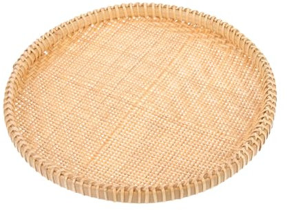 NAMOARLY Vassoio in Bamboo Tessuto a Mano Per Verdure Scolapasta e Porta Pane Cucina Naturale Resistente Design Rustico