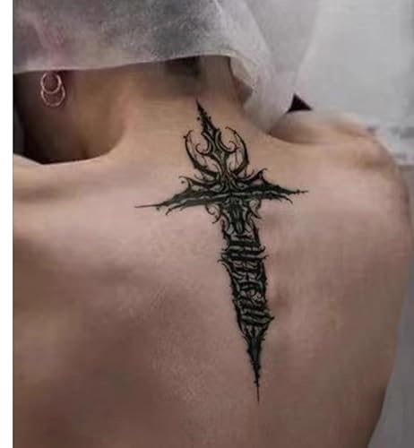 2Pcs Herbal Temporary Tattoos Stickers Fake Tattoos Cross Juice Female Male Semi-Permanent Non-Reflective Waterproof Lasting 2 Weeks