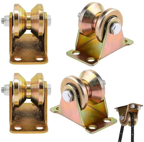 4 Stück V-Nut Seil Rollen für Wäscheleine Seilrolle Riemenscheibensystem,ruote a Gola a V,U-Nut Rollenrad Umlenkrolle Stahl Seilrolle Schwerlast drehbar 30mm verzinkt für Flaschenzug Industrie