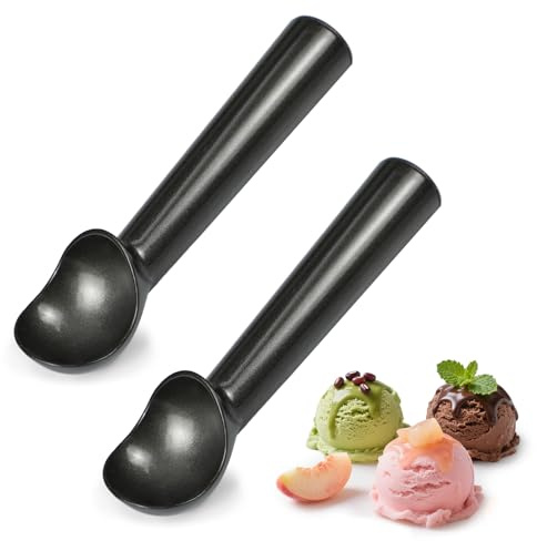 Nepfaivy Eisportionierer Eislöffel Portionierer 2 Stück - 18cm Eiskugelportionierer mit Antihaftbeschichtung, Leicht zu Reinigen, Robuster Eiskugelformer für Eis, Gelato, Keksteig, Sorbet, Schwarz