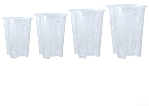 Vasi in plastica per piante grasse e orchidee con fori di drenaggio, vasi da fiori trasparenti perfetti per balcone, giardino, ufficio, decorazione e crescita (14 cm/6 pezzi)