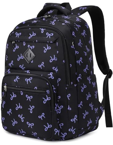 Sisipoet Sac à Dos Fille Motif Nœuds Cartable Ordinateur pour École Voyage
