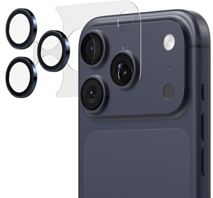 RhinoShield Bleu Protections pour objectifs photo + protection du bloc photo arrière compatible avec [iPhone 17 Pro] | Protection complète, résistant aux rayures, outil d’alignement Inclus