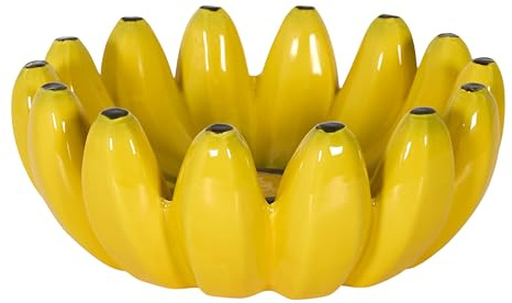 HOME DECO FACTORY - KA0823 - Coupe à Fruits Originale en Céramique - Design Moderne et Coloré - Idéale pour Embellir Votre Intérieur. Taille M - Couleur Jaune