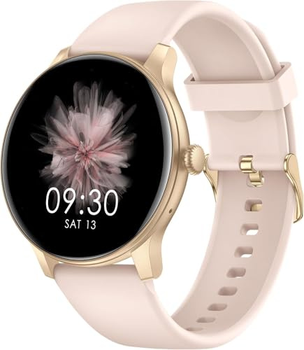 AcclaFit Reloj Inteligente Hombre Mujer con Llamadas Bluetooth, Smartwatch Esfera Redonda 1,38 con Pulsómetro, Monitor de Sueño, IP68 Impermeable, Compatible con Android iOS - Regalo Día del Padre