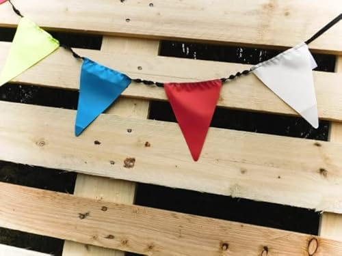 Wimpelkette Girlande wetterfestem Zeltstoff, 3m MINI Manufaktur Martinshof Wimpel Girlande Bunte Wimpelkette, farbenfrohe Wimpeln Party für Draußen