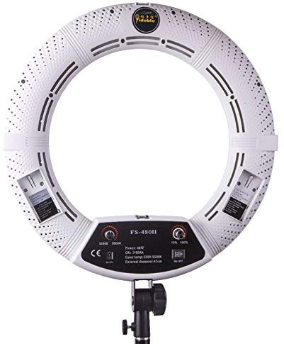 YIDOBLO 18 LED Ringlicht Kit zweifarbig dimmbar Fotostudio Video Portrait Film Selfie Youtube Fotografie Beleuchtungsset mit Handy- / Kamerahalter, Kosmetikspiegel, Ständer und Reisetasche