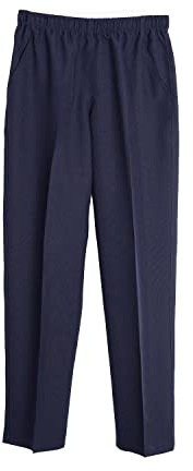Pantalón Adaptado Hombre - Verano - Pantalon Vestir con Goma en la Cintura - Tallas Grandes - Gris/Marino/Tostado (Marino, L)