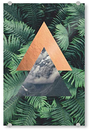 artboxONE Acrylglasbild 45x30 cm Natur Bronze Foil Geometric Bild hinter Acrylglas - Bild Bronze Farn Berg