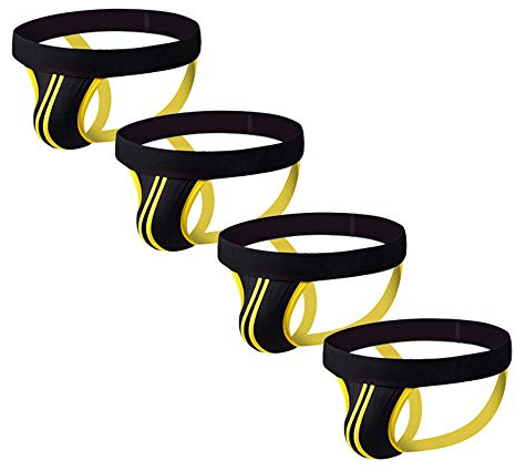 Sommarkod herr bomull jockstrap 4/2 set randiga underkläder, 4-pack gul, S