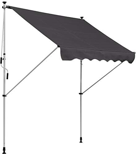 Outsunny Balcony 2 x 1.5m Manual Adjustable Awning DIY Patio Clamp Awning Canopy Retractable Shade Shelter Easy to Move for Balcony, Grey