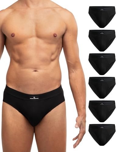 DANISH ENDURANCE Slip Uomo Cotone Premium, Mutande Uomo Comode e Traspiranti, Senza Etichetta, 3 o 6 Paia, 6 X Nero, L