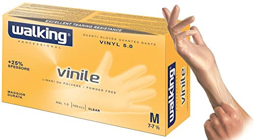 Walking Guanti Taglia M Vinile Spessore 25% Maggiore Durata Gialli 100 Pezzi