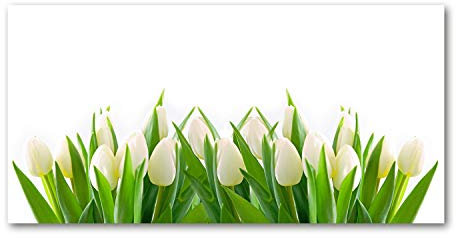 Tulup Picture Wall Art 100x50cm Image Printed Acryl Decorative Wall Picture Plastic/Acrylic Glass for Kitchen & Living Room White tulips