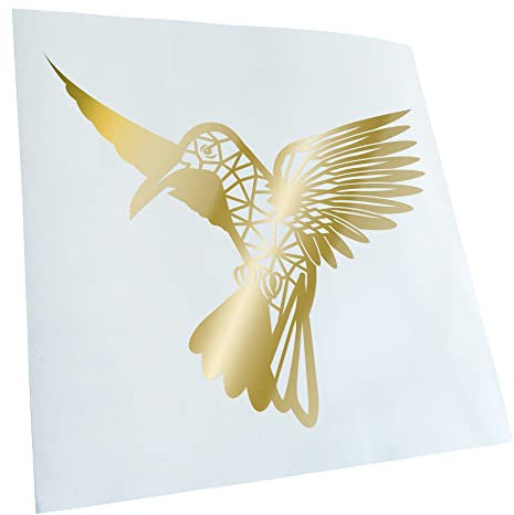 Kiwistar - Autoaufkleber - Polygon Kolibri Figur Tier Art - goldchrom - 40x36cm - Heckscheibe Auto Aufkleber wetterfest für Kfz LKW Mofa Truck - Sticker außen selbstklebend Tuning Zubehör für Fenster