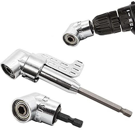 NEWLIUXI 2 Stück 105 ° 1/4 Winkelschrauber Vorsatz Adapter 105° mit Sechskantschraubendreher, lang/kurz Winkelschraubervorsatz für Bohrmaschinenwerkzeug, Schraubendreher mit magnetischem Bohrerhalter