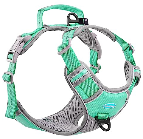 ThinkPet Reflekterande andningsbar mjuk luftnät utan släp valpkobling över huvudet ventilationsväst för små och medelstora hundar och katter