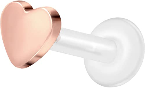 PIERCINGLINE PTFE Labret mit Innengewinde Titan Aufsatz HERZ Piercing Nase Ohr Helix Tragus Lippe Medusa Farb & Größenauswahl