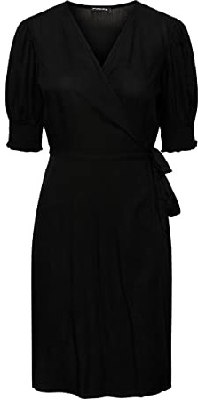 PIECES Robe Portefeuille pour Femme, Noir, S