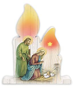 Fratelli Bonella | Weihnachtsdekoration aus Pappelholz - zum Aufstellen auf dem Tisch oder zum Aufhängen am Weihnachtsbaum - Krippe 15 x 16 cm | Made in Italy (Kerze)
