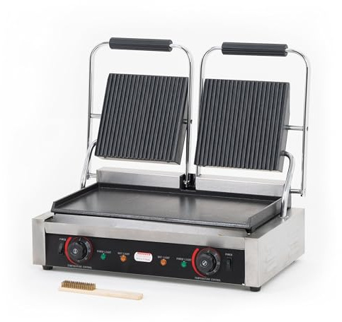 Piastra panini elettrica professionale doppia Rigata/Liscia 57x37x21h cm