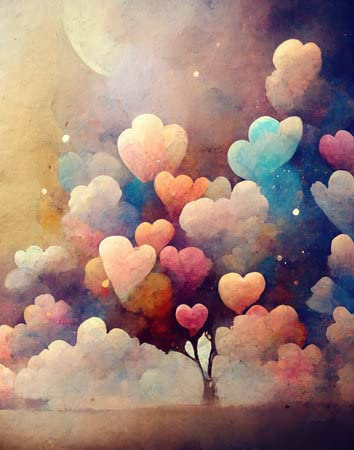 adrium Acryl-Bild 80 x 100 cm: kindergeschenkkarte, illustration mit herzen und luftballons, herbstfarben(190736912)