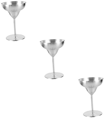 Cabilock 3pcs Stainless Steel Cocktail Goblet Elegant Drinking Cup for Parties Weddings Gatherings Unique Metal Wine Glass Modern Design for Cocktails Liquor