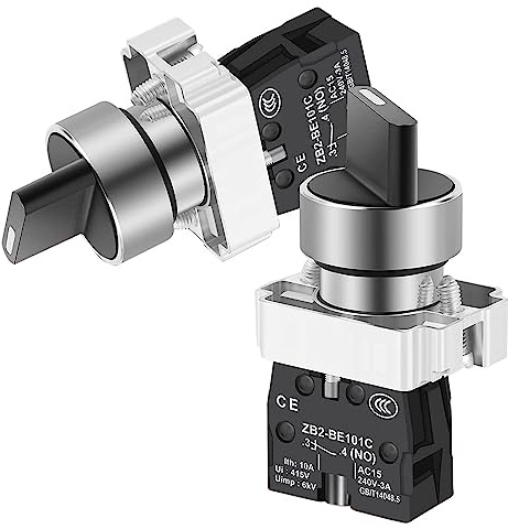 GUUZI-väljare, vridomkopplare 1NO 2-lägen SPST, 600V 10A bibehållen vridväljare, väljare (paket med 2)