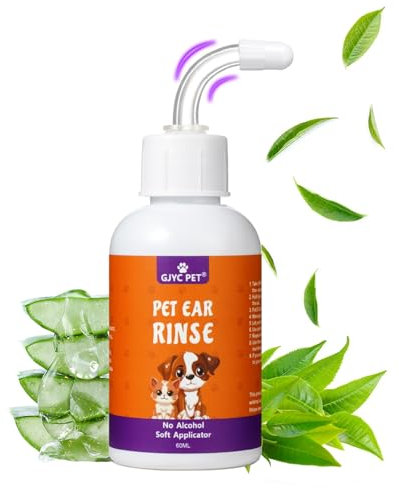 GJYC PET Ohrreiniger für Hunde, Ohrentropfen für Hunde und Katzen, Leckerbissen gegen Ohrenentzündungen und Juckreiz, Reinigungslösung für Hunde, Entfernung von Gerüchen in Hunde