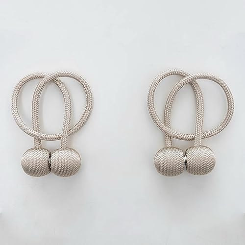 A.Monamour Lote de 2 Piezas Cuerdas Magnéticas para Cortinas con Imanes Potentes Sujetadores Cordones de Sujeción Sujeta Cortinas Alzapaños Decorativos Abrazaderas de Cortina Hebillas - Beige