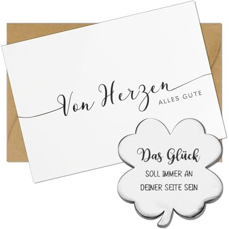 COLOFALLA Silvester Glücksbringer Silvester 2026 Münze Viel Glück Kleeblatt Glücksbringer Prüfung Bestanden Geschenk Abitur Glücksmünze mit Grußkarte Glücksbringer Münze Glücksbringer für Prüfung