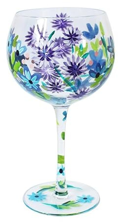 Lesser & Pavey Cornflower Gin Glass | Premium Gift for Women and Men | Lynsey Johnstone Design for Any Occasion | Stylish Glassware for Gin Enthusiasts, Cornflowers