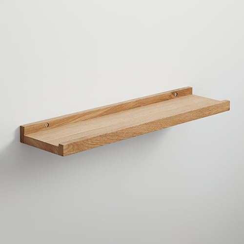 BestLoft.de Bilderleiste Holzregal Wand Regal Bilderleiste Eiche Floating Shelf Flur Regal Holz Deko Wand Wandregal Holz massiv (Eiche Hell, Breite: 60cm / Tiefe: 15cm)