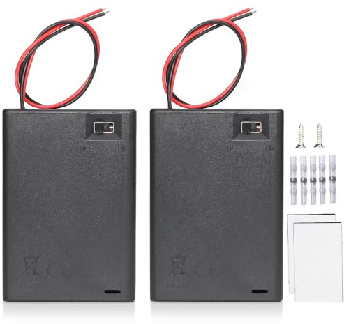 Goweewon AA Battery Holder, 2 Pack 3 AA Battery Holder with Leads, with Switch, (3x1.5 Volt) 4.5V AA Battery Pack Box Holder (3 AA Battery Holder with Leads)