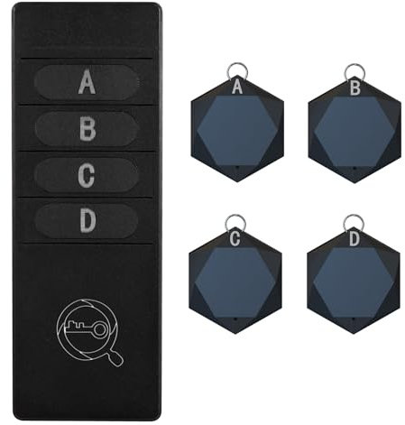 RF Localizador de Llaves 4 Receptores Rastreador de Artículos Inalámbrico, con 85 dB, 30-50 Metros, Buscador de Llaves inalámbrico con Linterna LED para Encontrar Mascotas, Carteras
