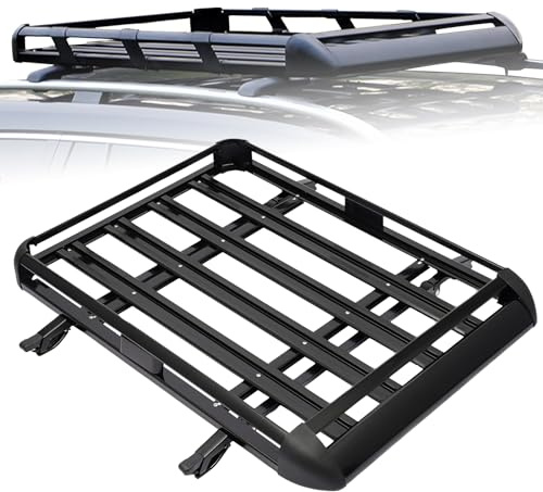 Universa Dachkorb Auto Dachgepäckträger aus Aluminium Dachträger Dach, bis 68 kg Balastbar, Gepäckkorb Gepäckträger Regal, Schwarz Universal Gepäckträger für Auto, SUV Universa
