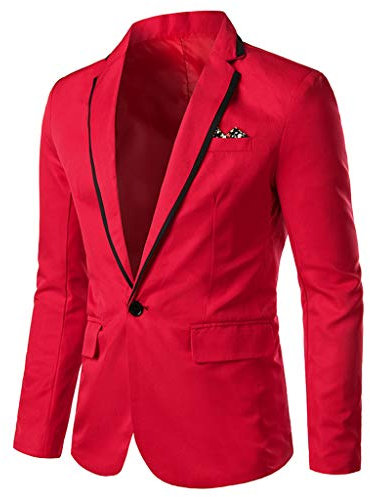 Uomo Elegante Casual Solido Affari Festa di Nozze Outwear Cappotto Vestito Top Mens Casual Tuta Della Tuta, Rosso, XL