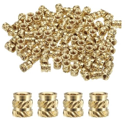 QUARKZMAN 100 Stück M4 Gewindeeinsätze Messing Heat Set Insert M4x6,5mm, OD 6mm gerändelte Einpressmuttern, 3D-Druck Messingmuttern weibliche Gewindeeinsätze Muttern