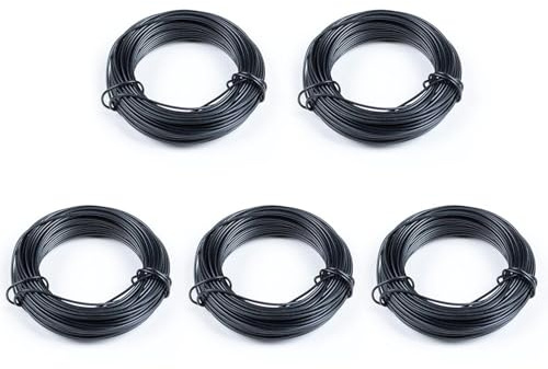 5 Rollen 10 m Basteldraht schwarz, Metalldraht, Schmuckdraht, Basteldraht 1 mm, feiner Draht für die Handarbeit, schwarzer Basteldraht, Modellierdraht, Draht zum Biegen