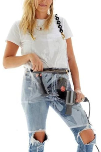 Wasserdicht Transparent Schürze Friseur Schürze Verstellbarer Mit Taschen Für Künstler Barista Barkeeper Haustier Pflege Clear,One Size